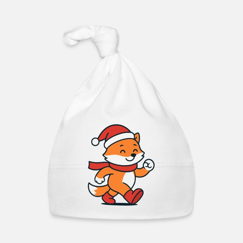 Cute winter fox with hat & scarf Organic Baby Cap