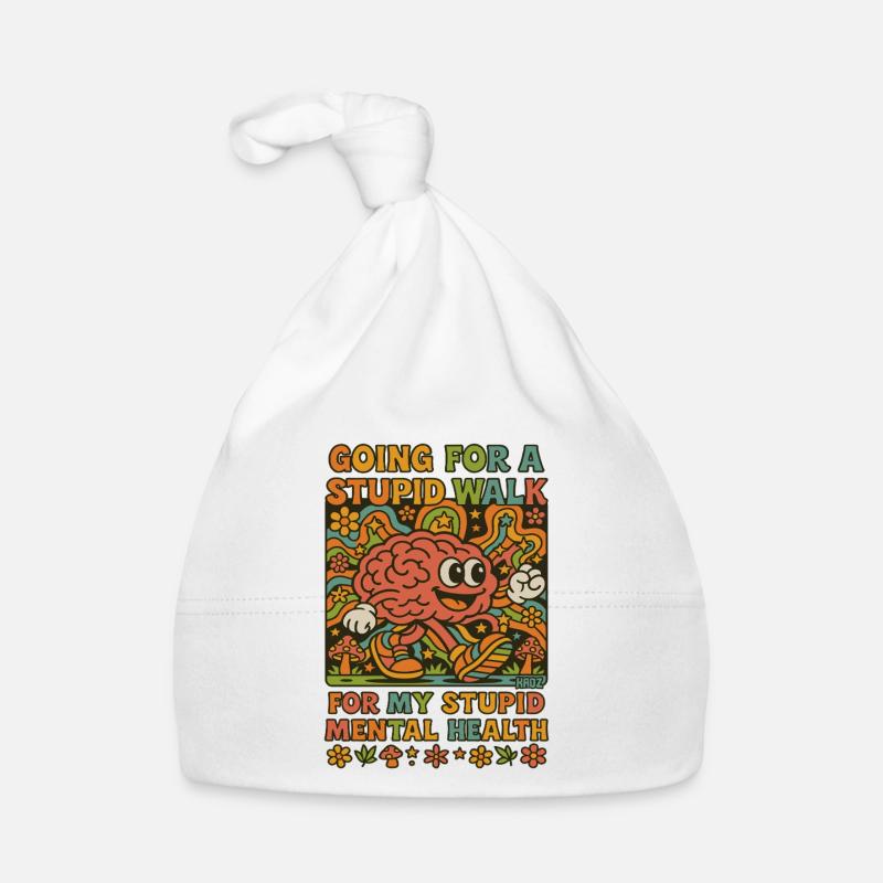 Stupid Walking Brain Retro Psychedelic  Organic Baby Cap