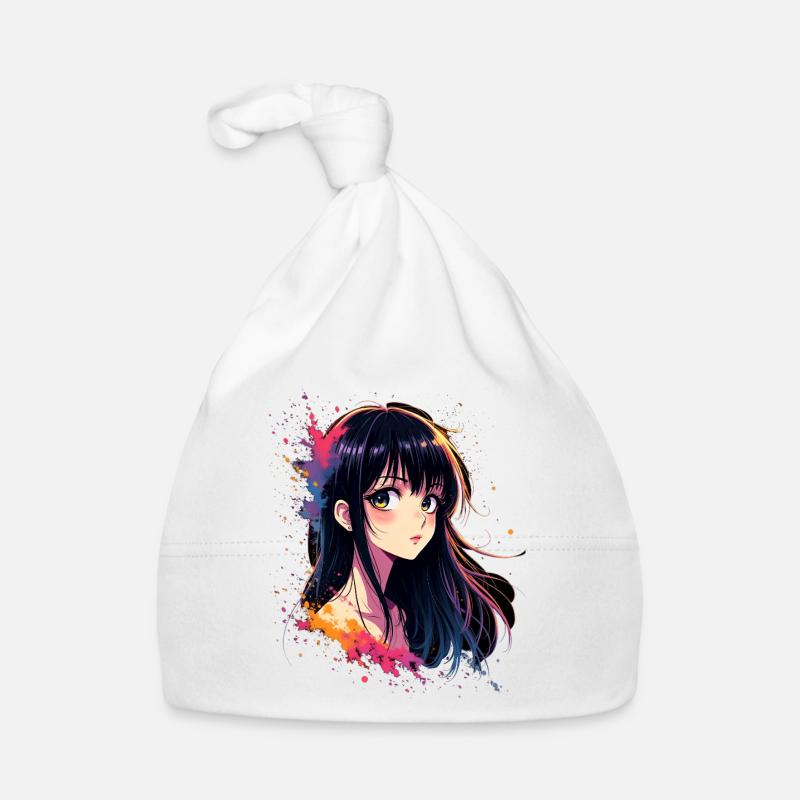 Fille d’anime avec explosion de couleurs Bonnet bio Bébé