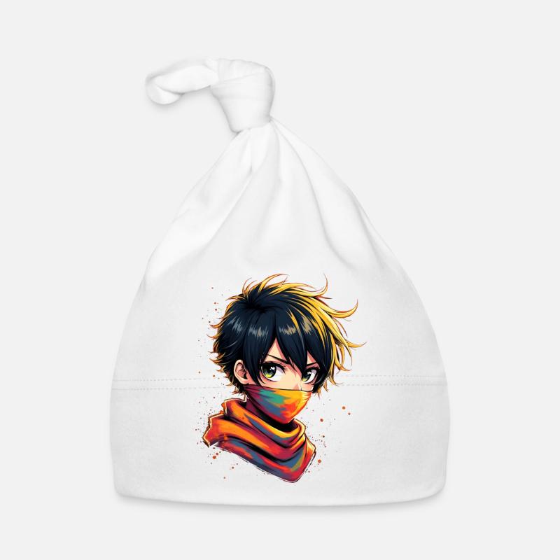 Colored ninja with masquerade Organic Baby Cap