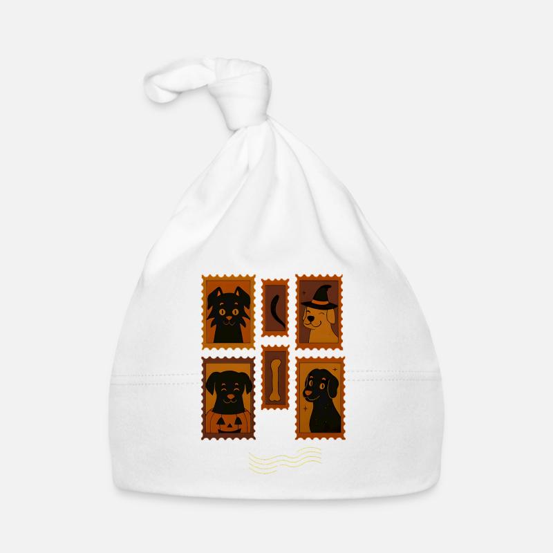 Halloween chiot et chat timbre art, amour chats Bonnet bio Bébé