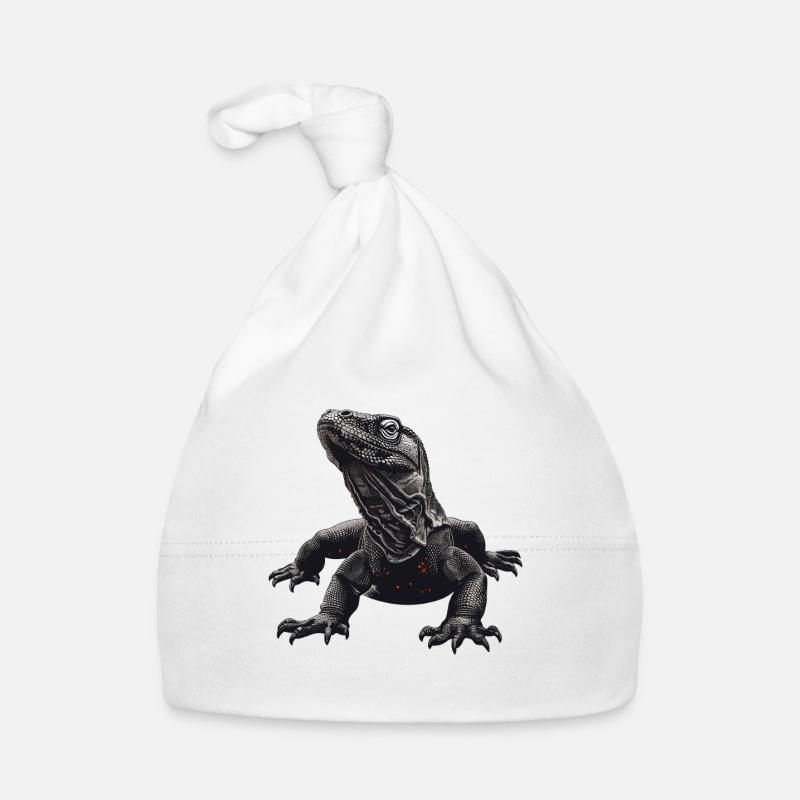 Dunkler Komodowaran Kunstdruck Baby Bio-Mütze