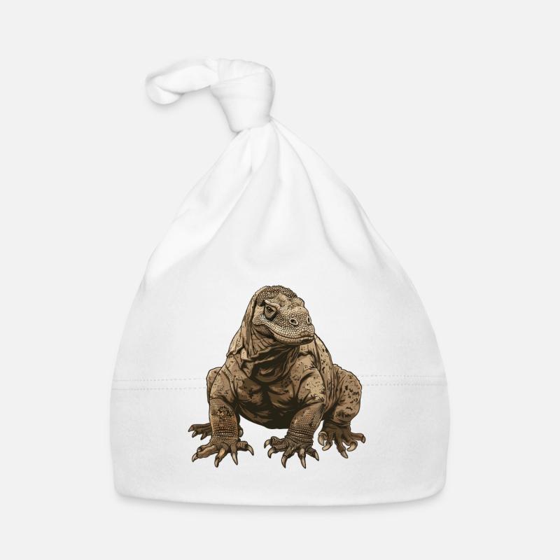 Realistic Komodo Dragon Illustration Organic Baby Cap