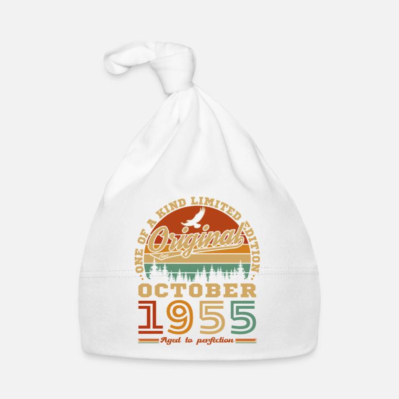 October 1955 Vinatge Retro Birthday Gift Organic Baby Cap