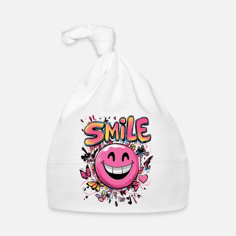 Smile crazy Graffity art style pink Baby Bio-Mütze