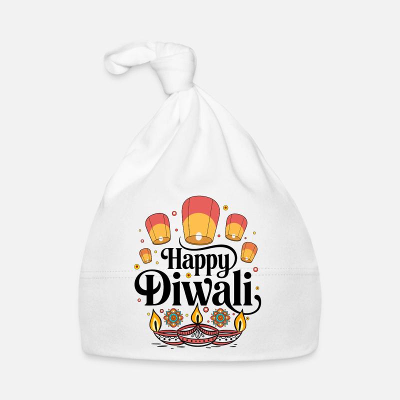 Diwali Laternen und Diyas Muster Baby Bio-Mütze
