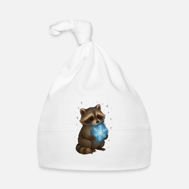 Magic raccoon with snowflake Organic Baby Cap