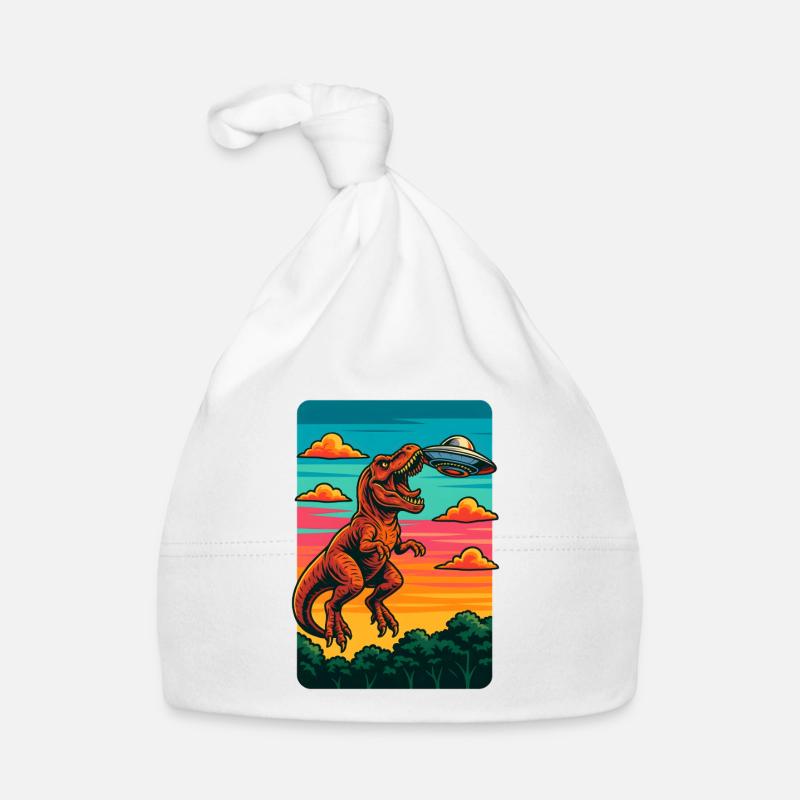 T rex Dino OVNI Coucher de soleil Bonnet bio Bébé