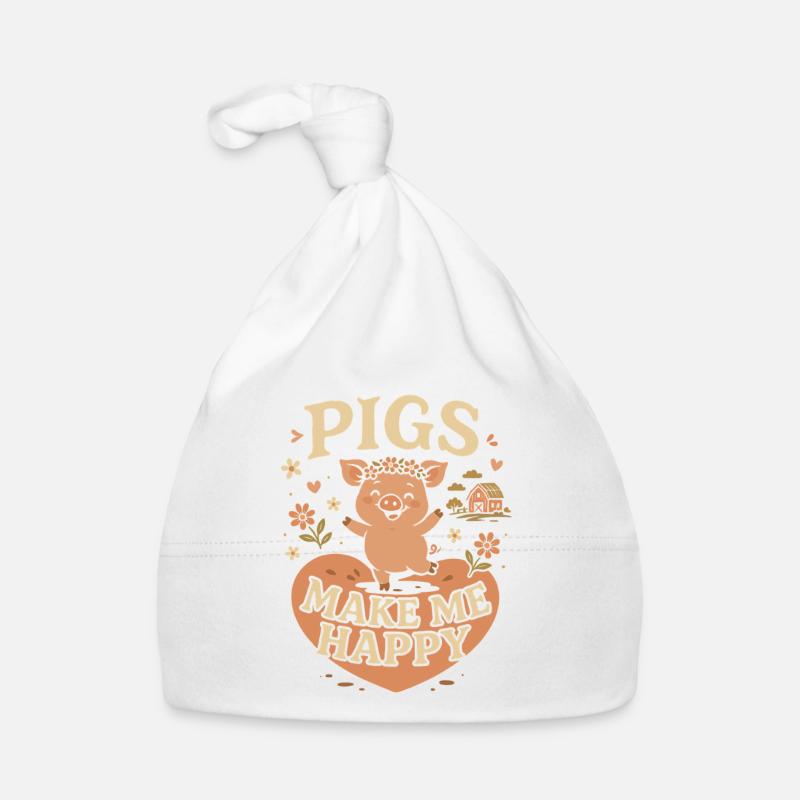 Les cochons me rendent heureux Bonnet bio Bébé