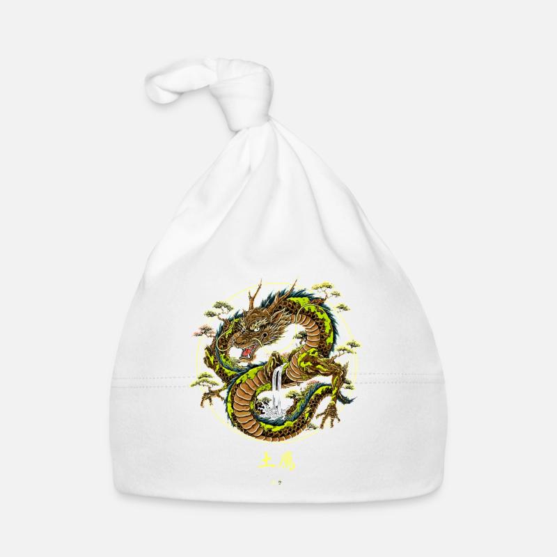 Asiatischer Erddrache mit Wasserfall Baby Bio-Mütze