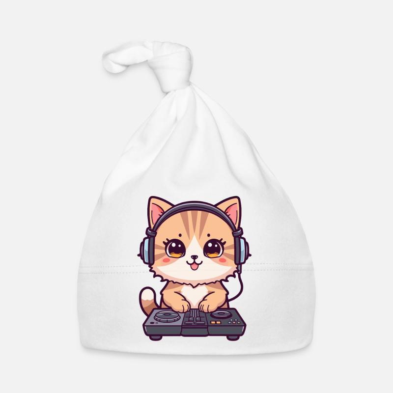 Chat comme DJ avec des écouteurs Bonnet bio Bébé
