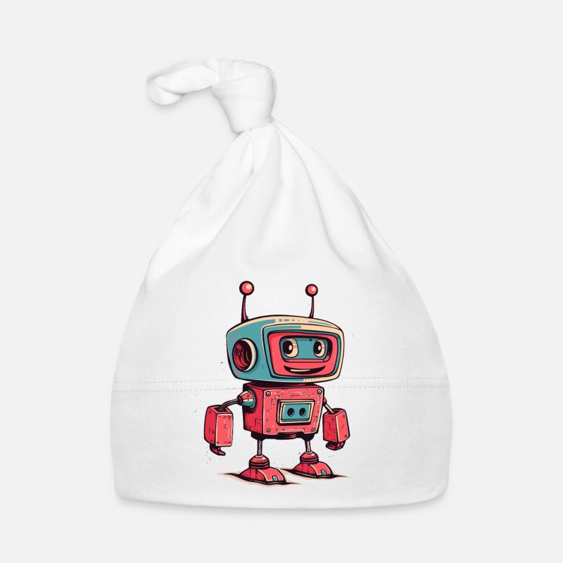Retro Robot Cartoon Organic Baby Cap