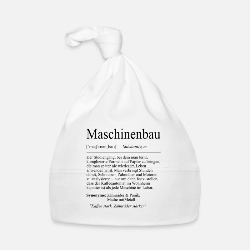Unispruch "Maschinenbau" Geschenk, Studenten - Baby Bio-Mütze - Weiß