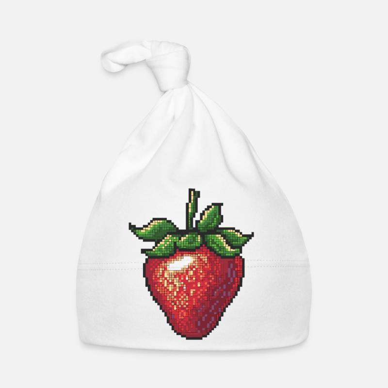 Fraise en style pixel Bonnet bio Bébé