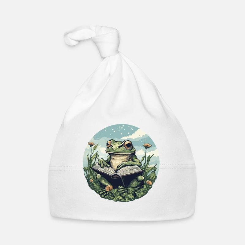 Frog Reading Organic Baby Cap