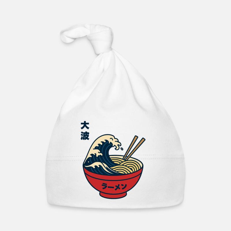 La vague de ramen - Japon - Bonnet bio Bébé - blanc