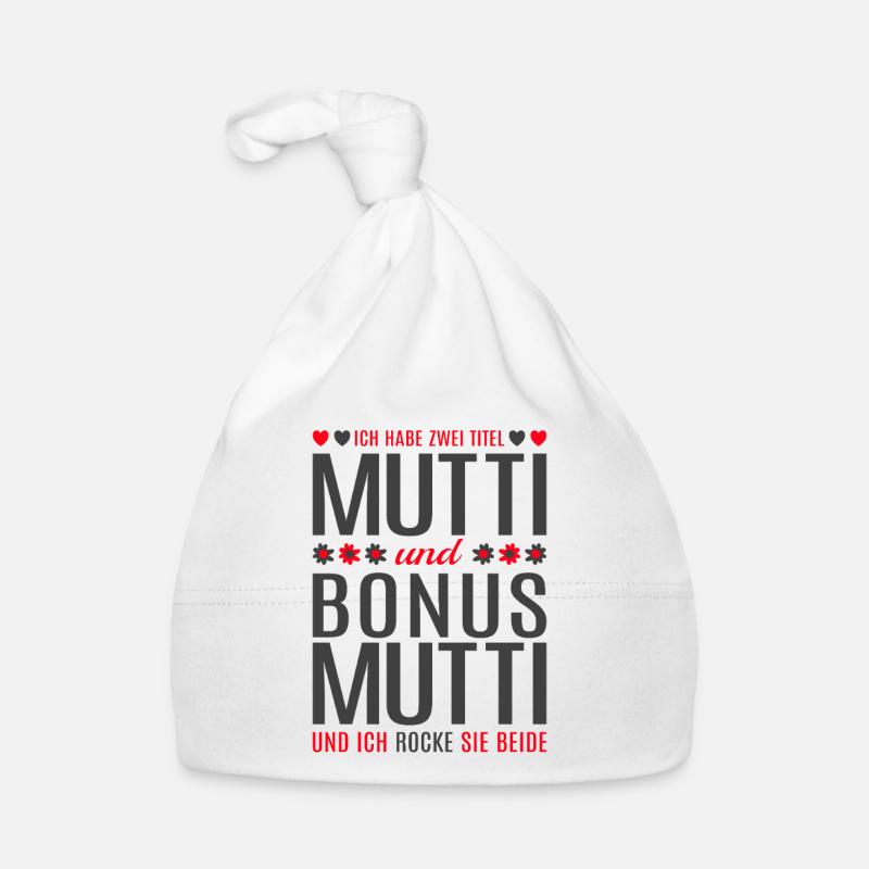 Mama Mutti Mutter Bonus Mutti Muttertag Geschenk - Baby Bio-Mütze - Weiß