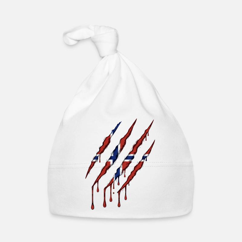 Norway Claw Norge Flag Scratch Mark Organic Baby Cap