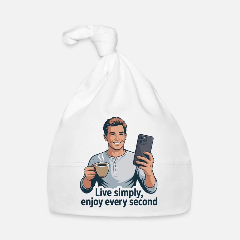 Live Simply Coffee Selfie Illustration Organic Baby Cap