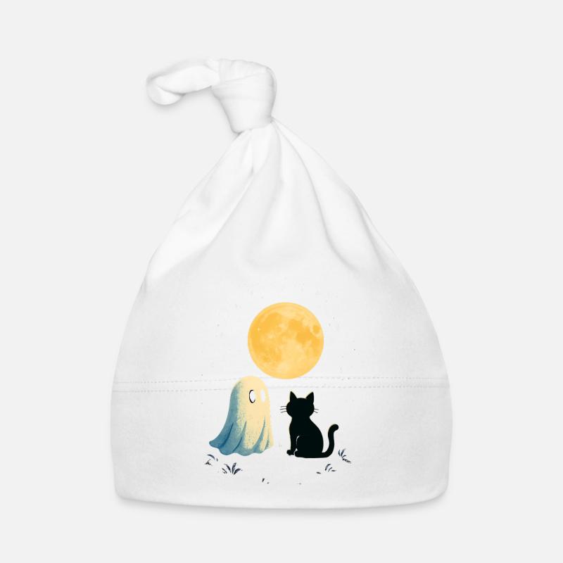 Moonlit Night Ghosts Cat Organic Baby Cap