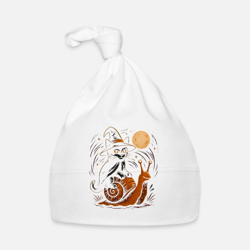 Moonlight cat on snail Organic Baby Cap