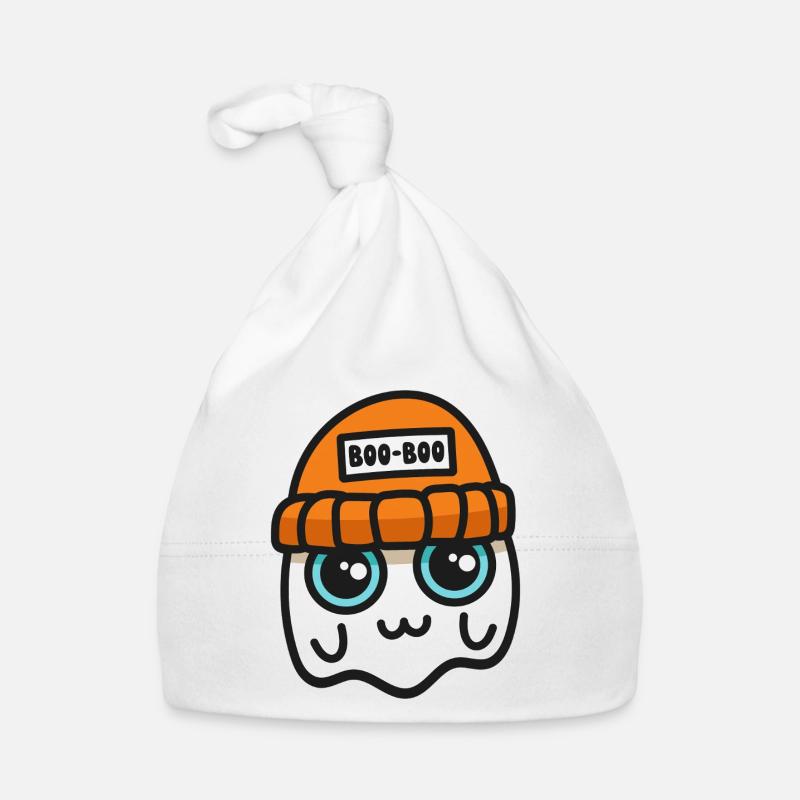 Cute Ghost in an Orange Beanie Organic Baby Cap