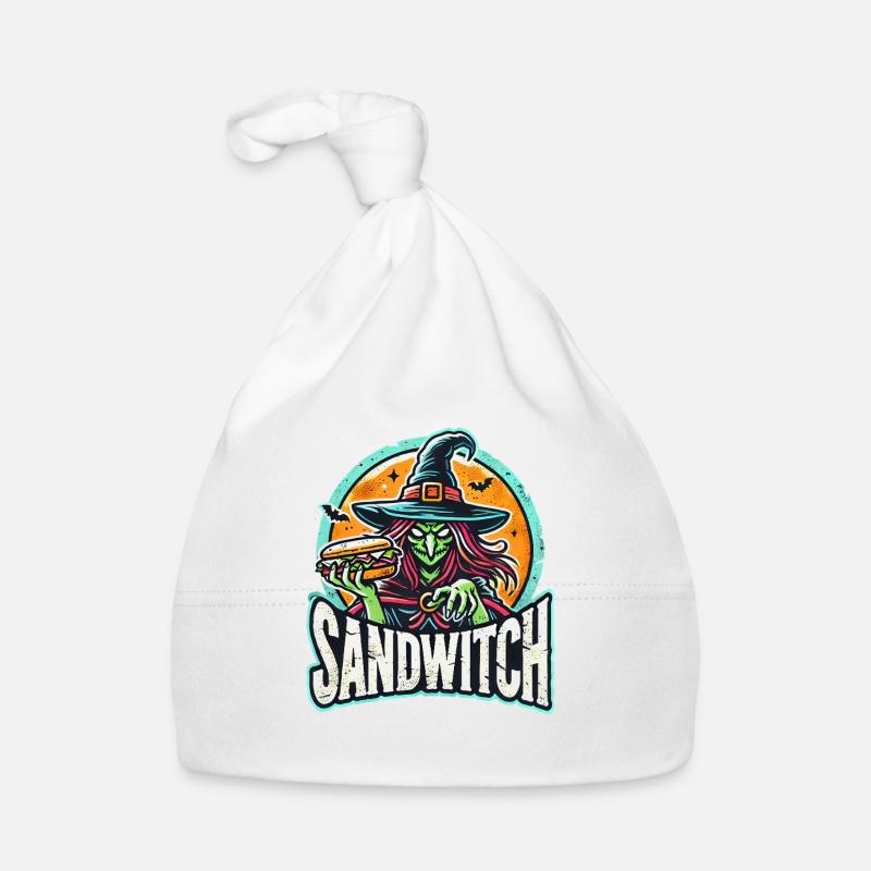Sandwitch Witch Halloween Illustration Organic Baby Cap