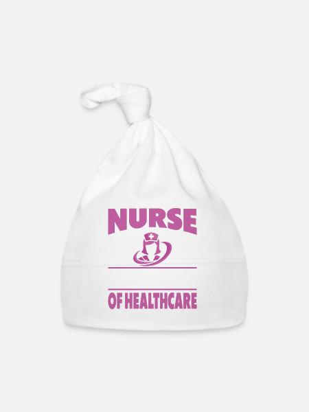 Funny Nurse Gifts Nursing Outfits - Organic Baby Cap - white - Front