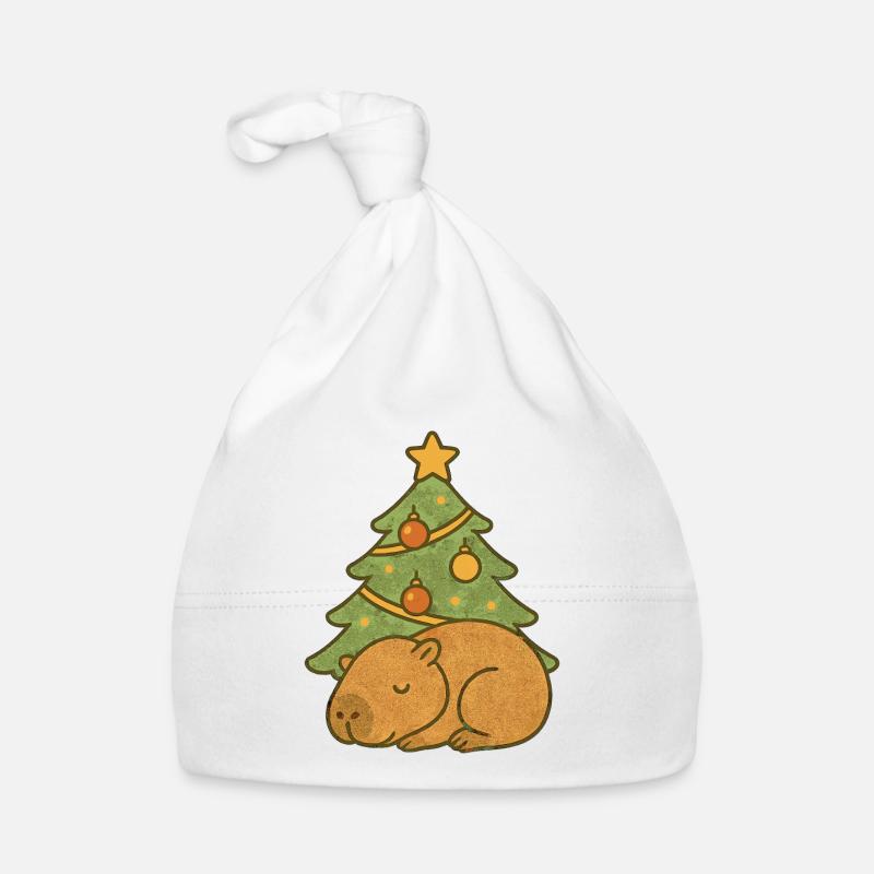 ✨ Sleeping Capybara under the Christmas Tree 🎄 Organic Baby Cap