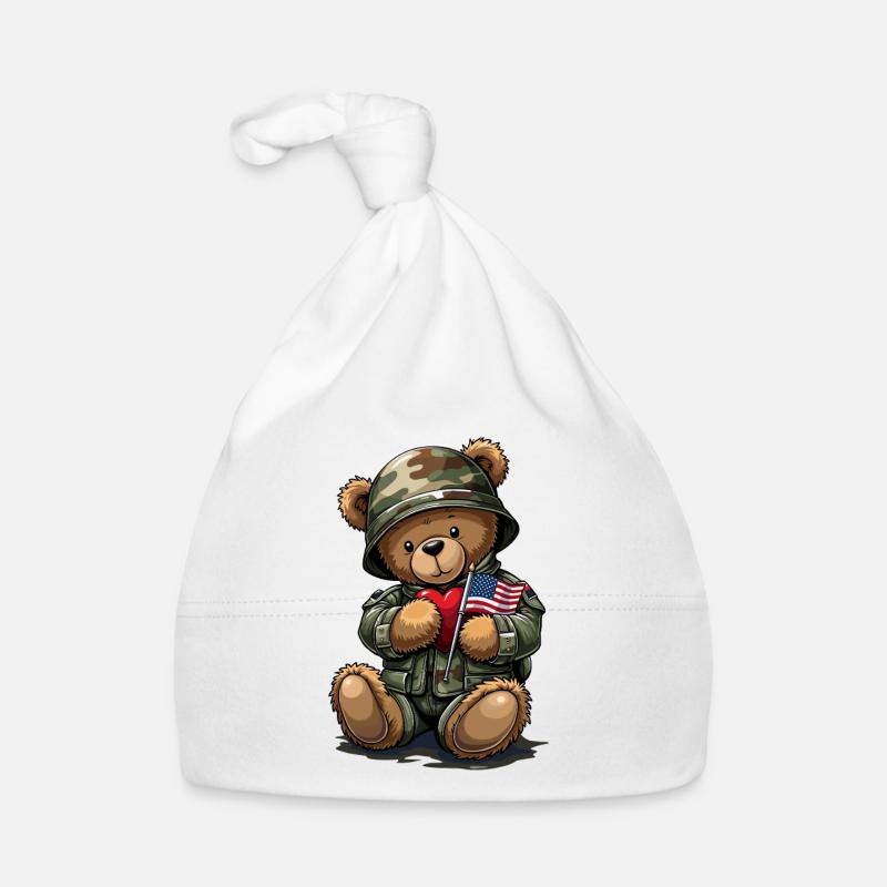 Tarnbär mit Herz und Flagge Baby Bio-Mütze