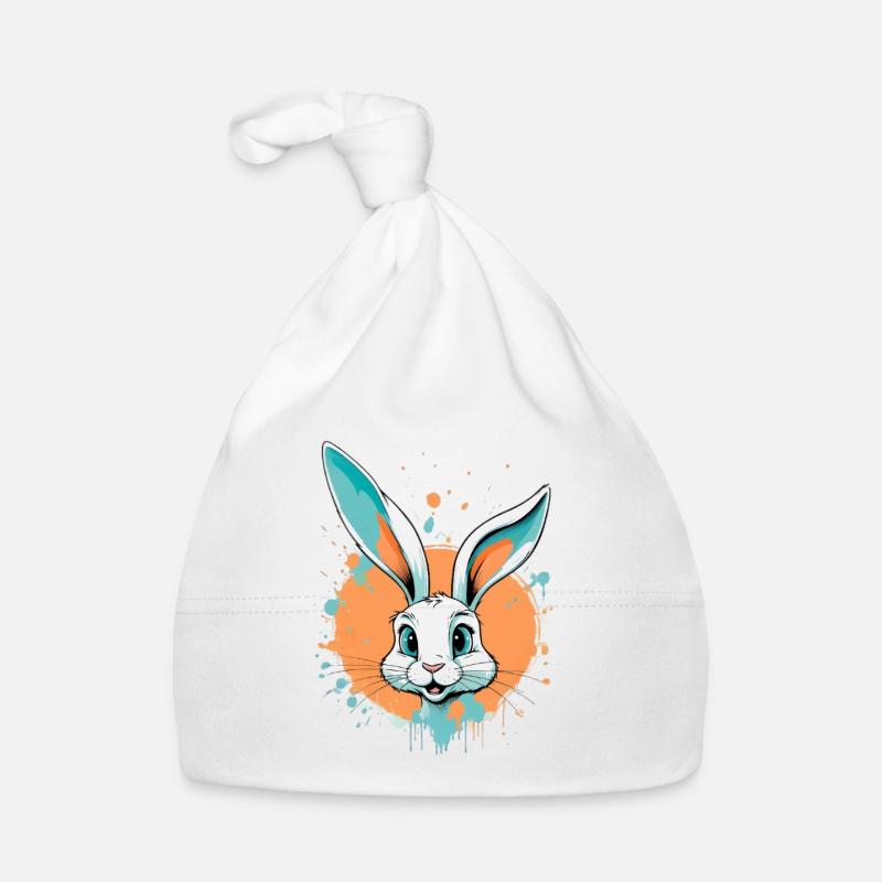 Tête de lapin avec éclaboussures de peinture Bonnet bio Bébé