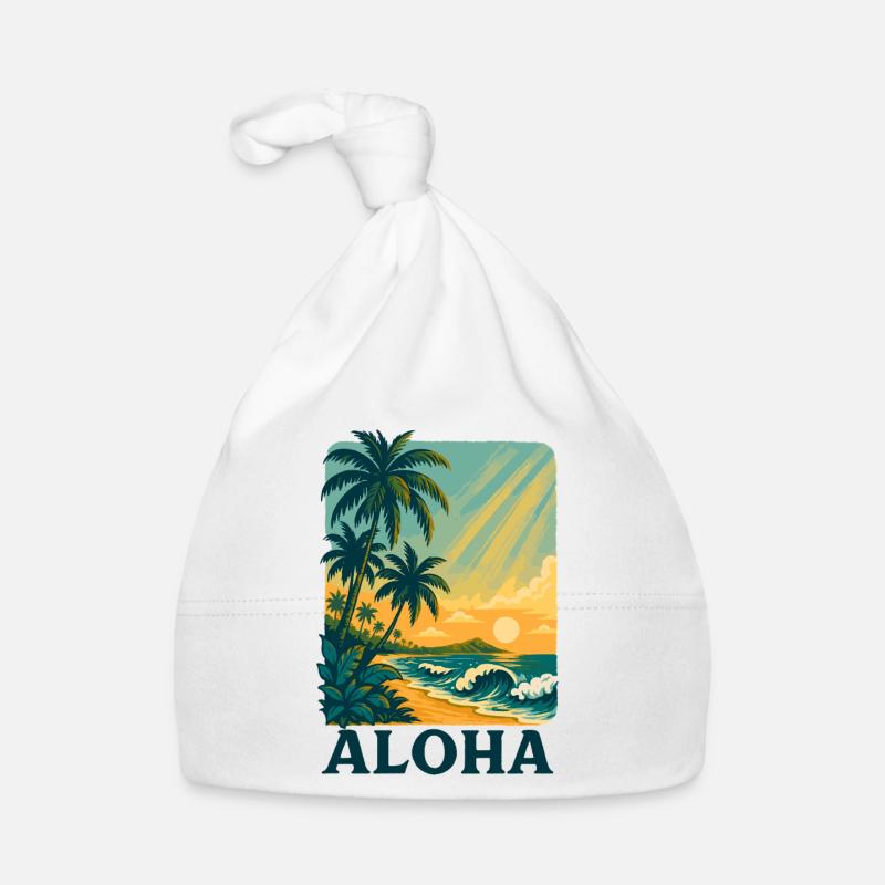 Aloha Sunset avec vagues tropicales Bonnet bio Bébé