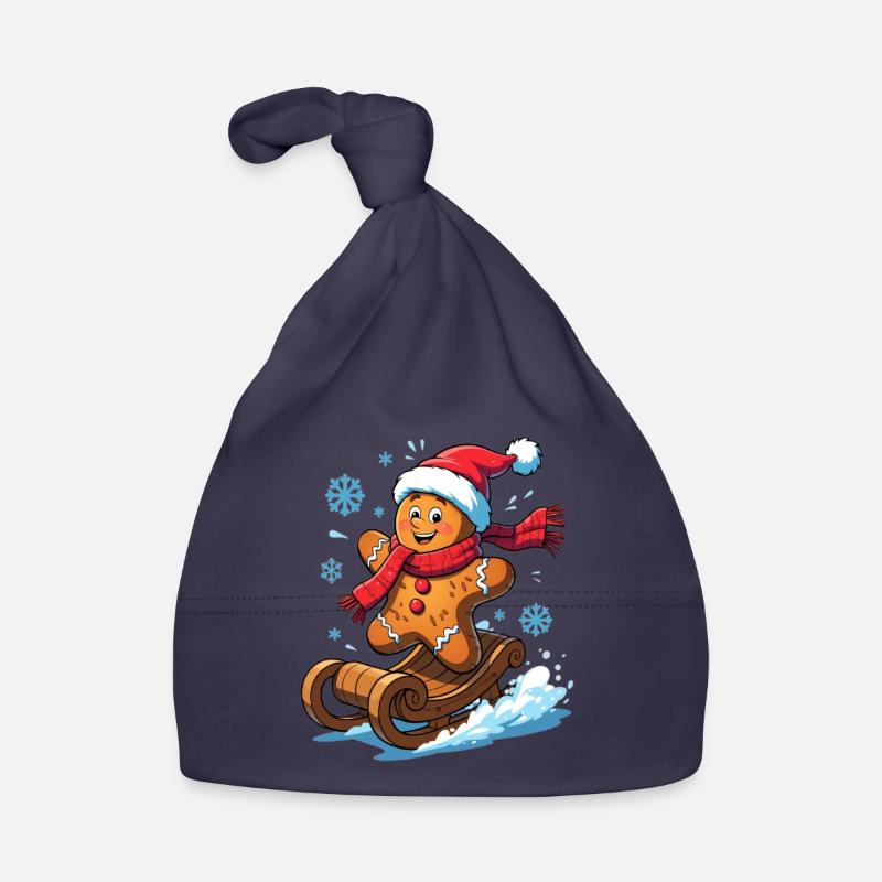 Gingerbread man on the sleigh Organic Baby Cap