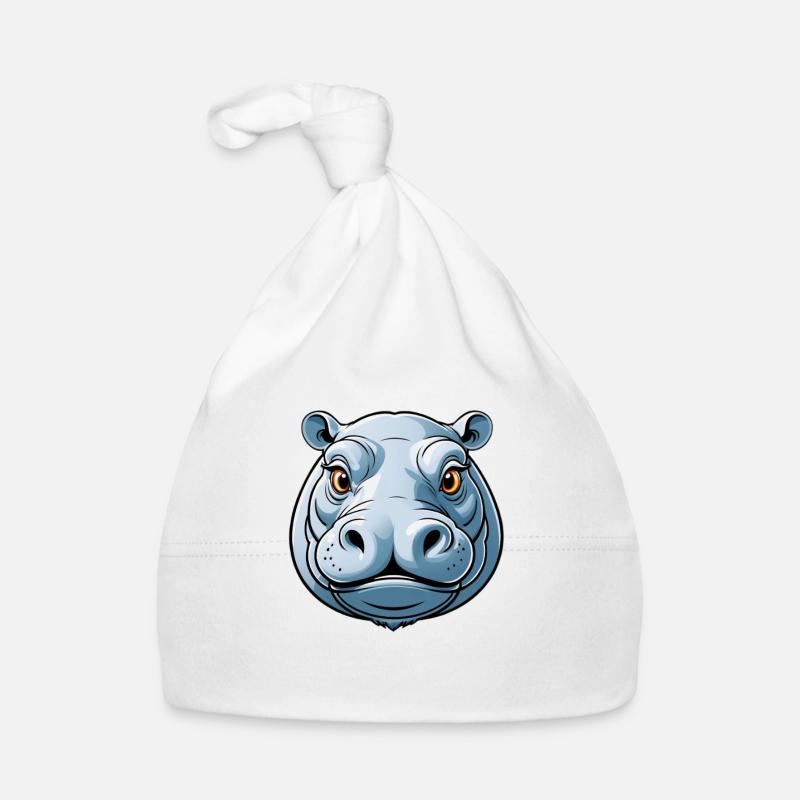 Blue Hippo Cartoon Head Organic Baby Cap
