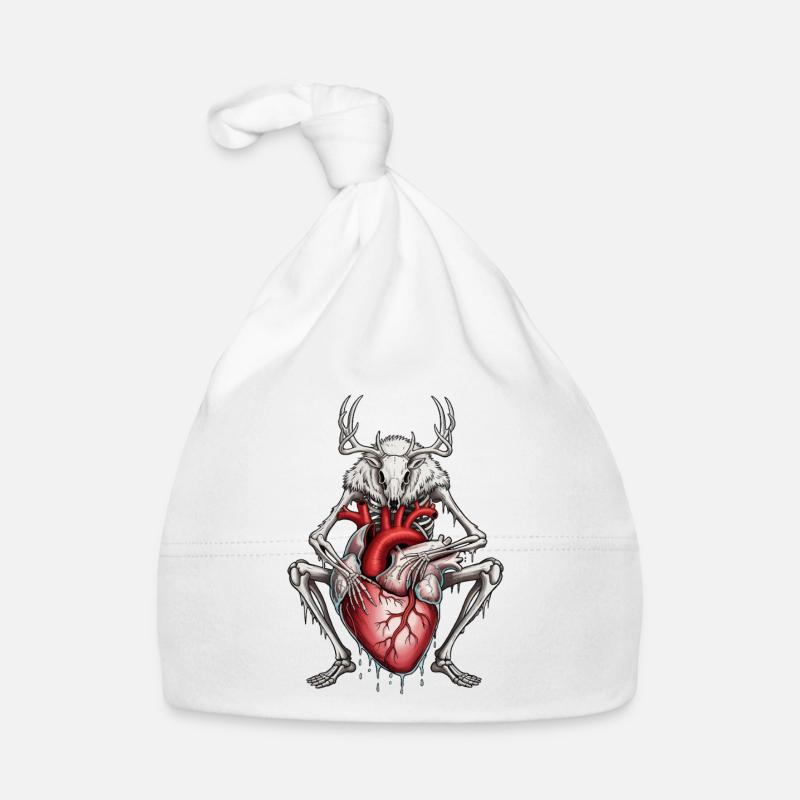Anatomischer Hirsch mit blutendem Herz Baby Bio-Mütze