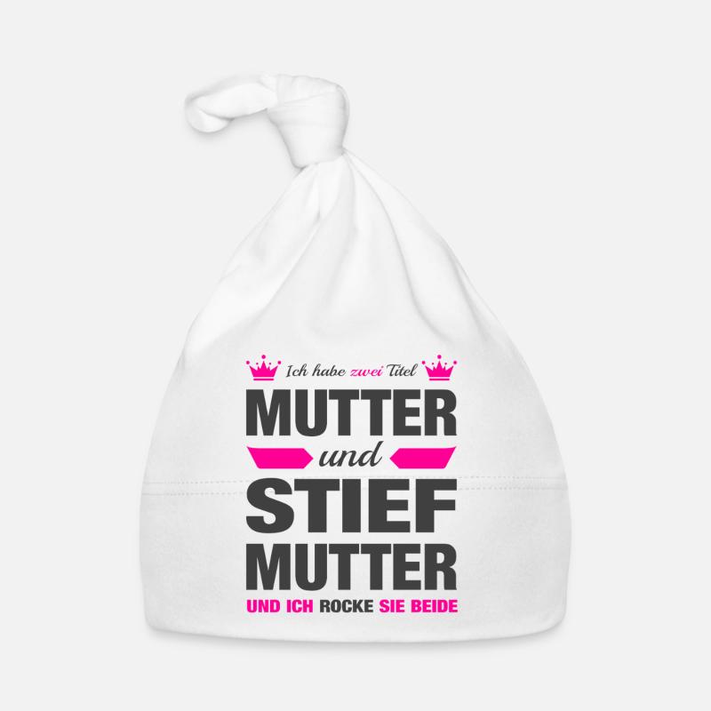 Stiefmutter Stiefmama Mama Muttertag Geschenk - Baby Bio-Mütze - Weiß