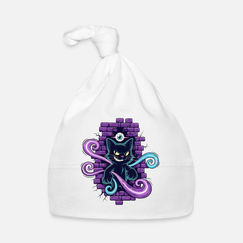 Magic Cat -Magische Katze mit allsehendem Auge Baby Bio-Mütze