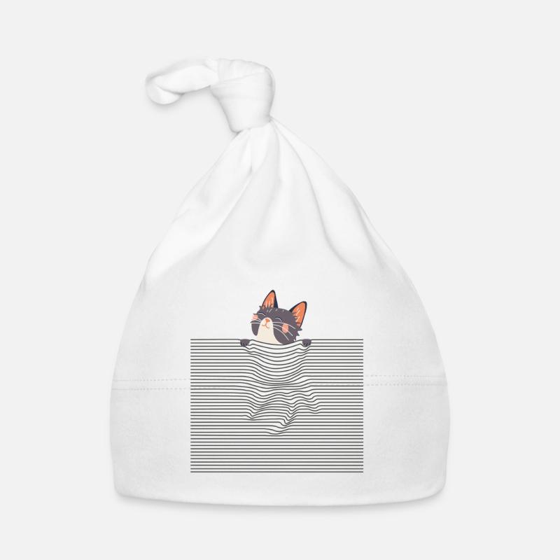 Curious Cat – Funny Optical Line Art Baby Bio-Mütze