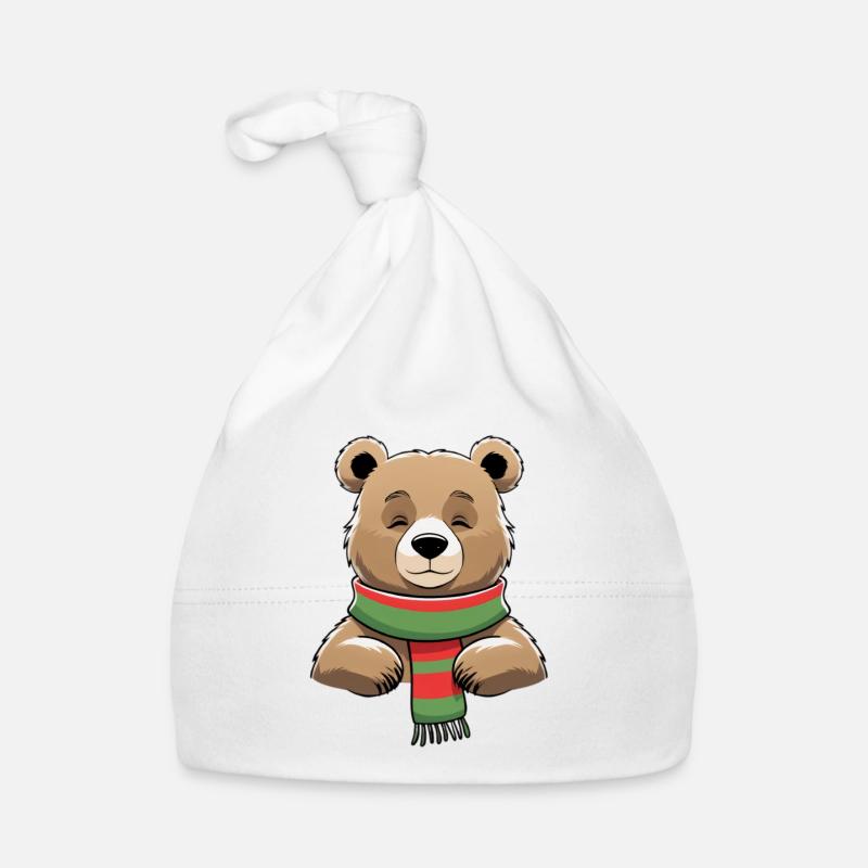 Ours d’hiver avec écharpe Bonnet bio Bébé