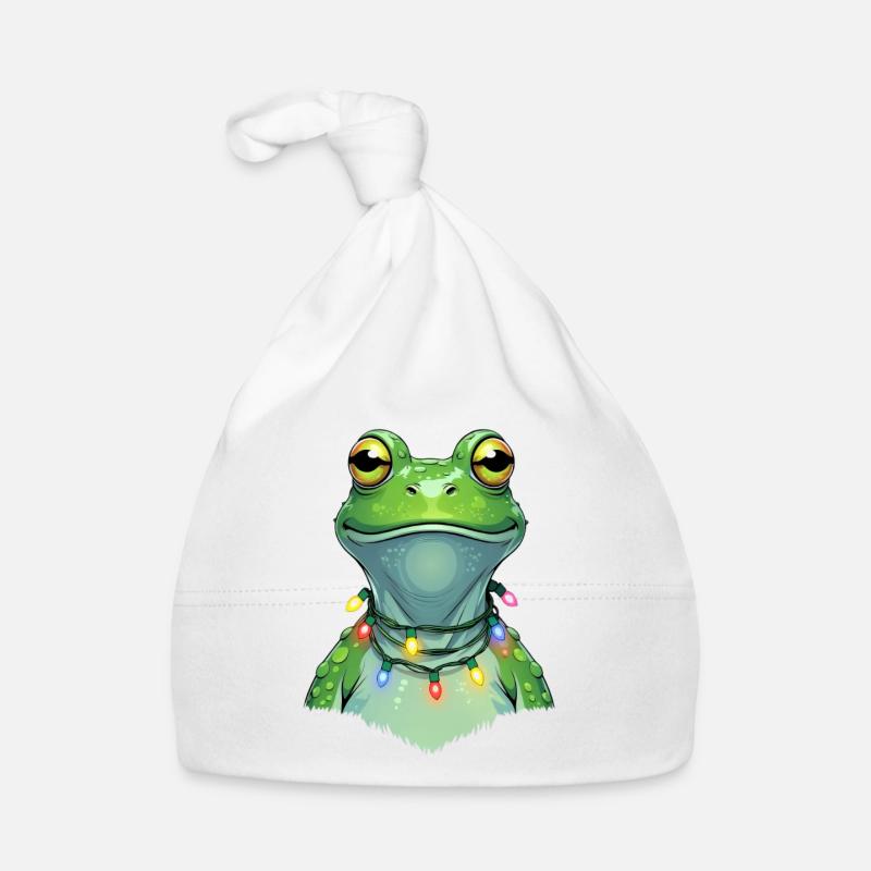 Light frog with Christmas chain Organic Baby Cap
