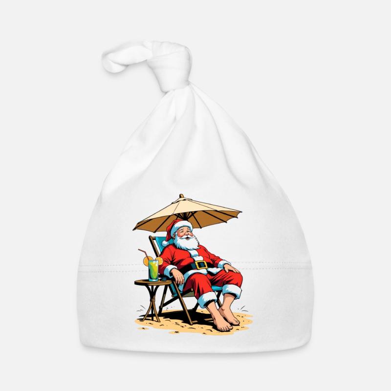 Beach Santa Claus vacation Organic Baby Cap