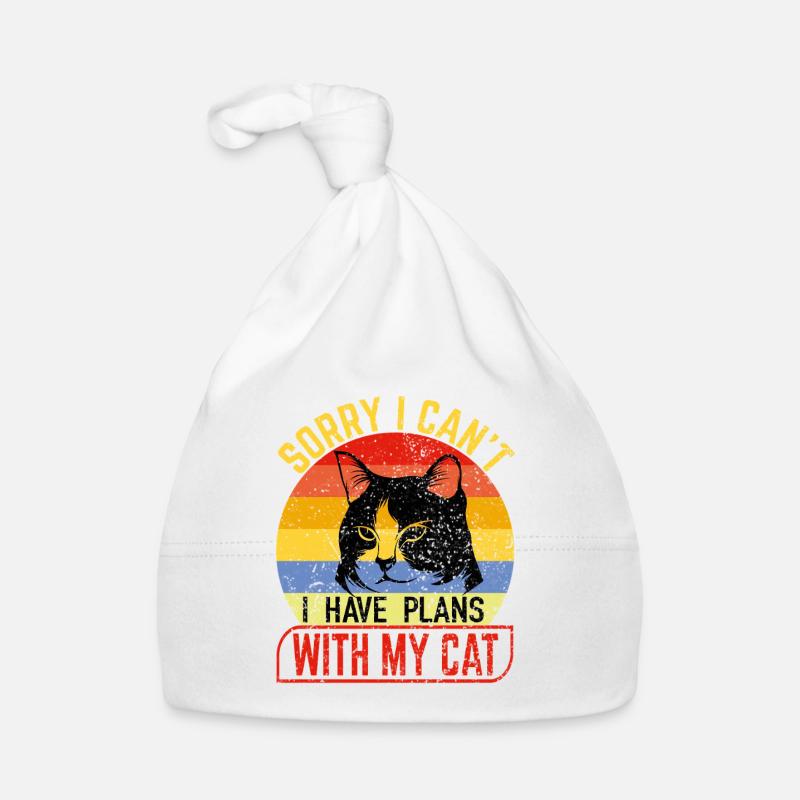 Désolé je ne peux pas j’ai des projets avec mon chat - Bonnet bio Bébé - blanc