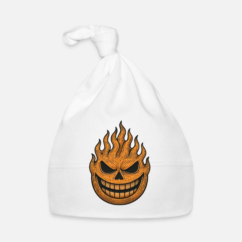 Halloween pumpkin flame design Organic Baby Cap