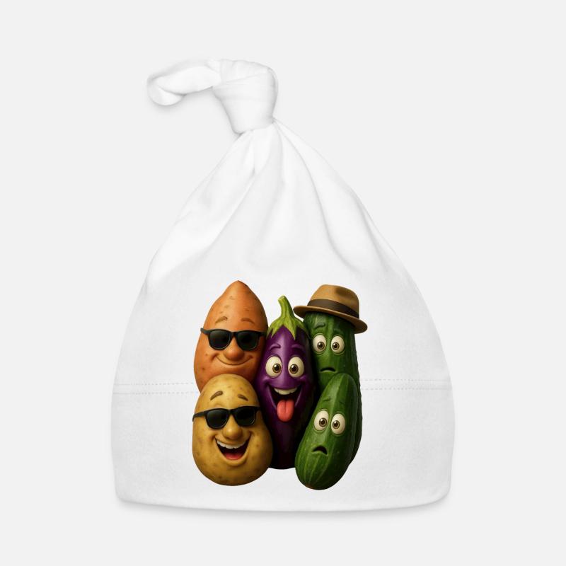 Cheerful vegetable heroes group Organic Baby Cap