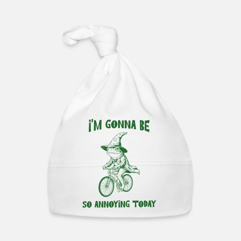 Funny Frog Wizard Riding A Bicycle Sassy Humor  Organic Baby Cap
