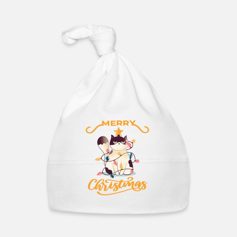 Chat excité Joyeux Noël Citation Bonnet bio Bébé