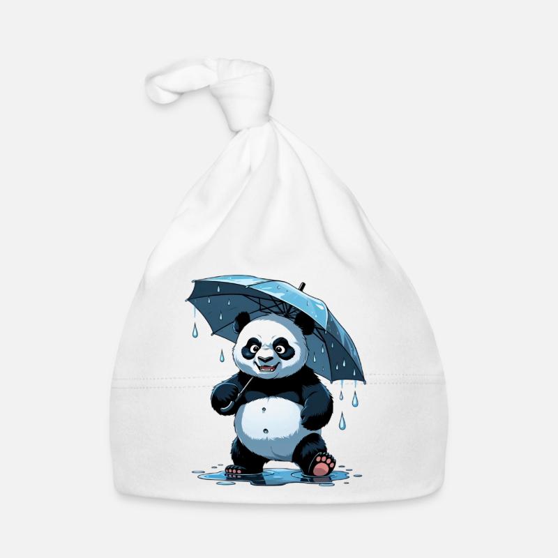 Panda Unter Regenschirm Baby Bio-Mütze