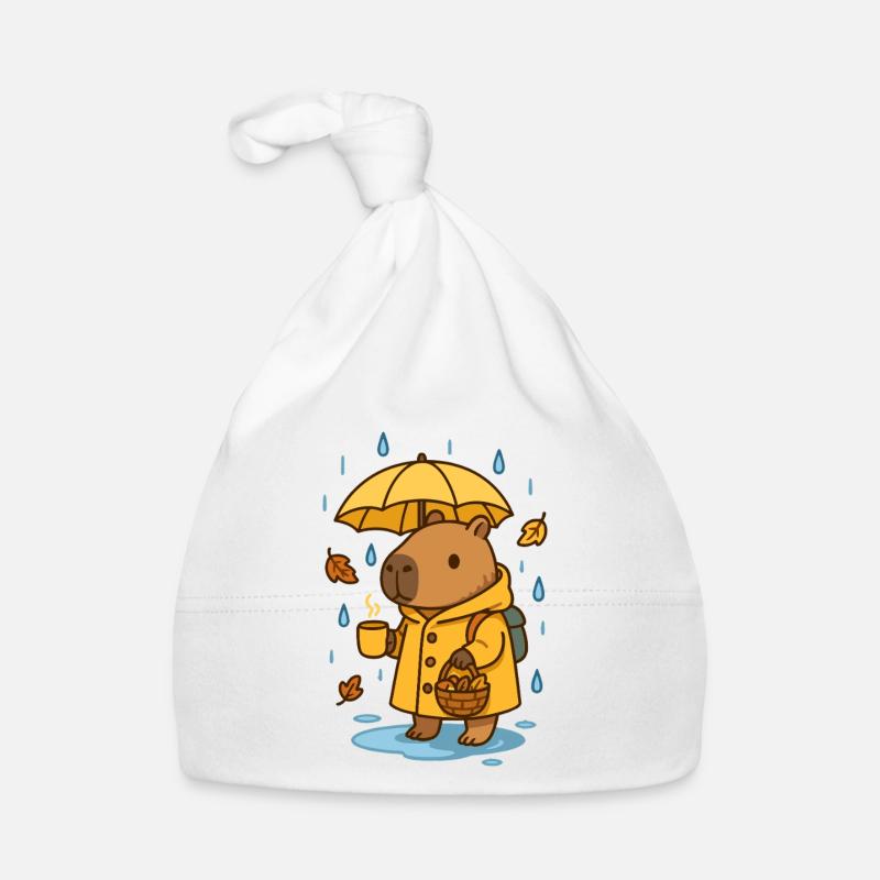 Capybara sous la pluie – Sensation d’automne douillette Bonnet bio Bébé