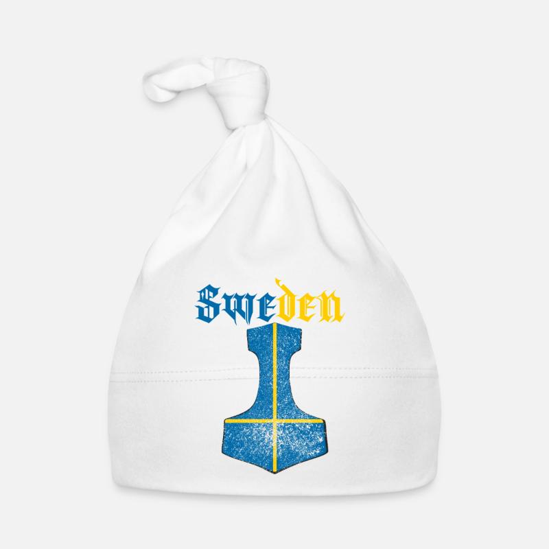 Sweden Flag – Mjölnir Thorhammer Design Organic Baby Cap