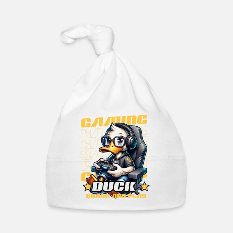 Canard dans le style gaming - Bonnet bio Bébé - blanc